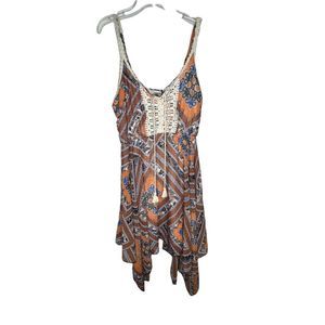 Almost Famous Spaghetti Spanish Sundress Orange , Blue